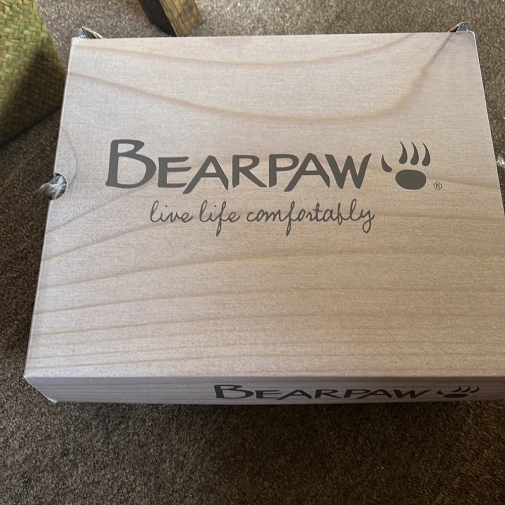 White shaggy Ankle BearPaw suede boots. Brand new, never worn